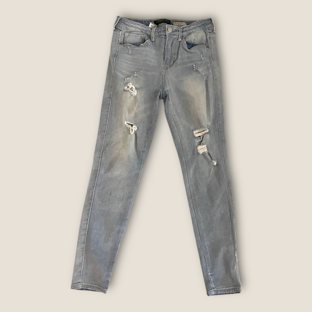 Aeropostale High Waisted Ankle Jegging Light Wash Indigo 4